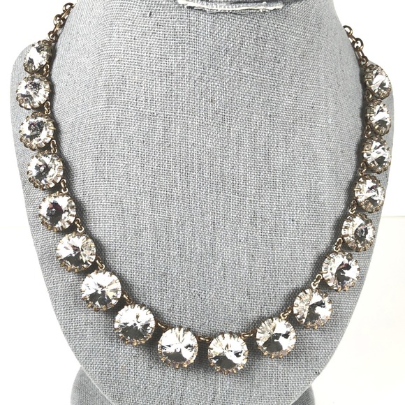 J Crew Anna Wintour Necklace Georgian Collet RIviere Rivoli Clear Crystal Brulee - Picture 3 of 9